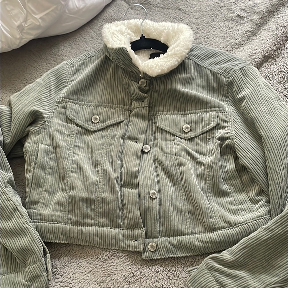 Women's Corduroy Jacket with Faux Shearling Collar